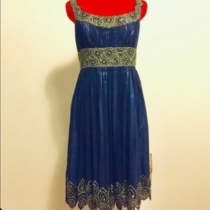 Adrianna Papell blue beaded dress